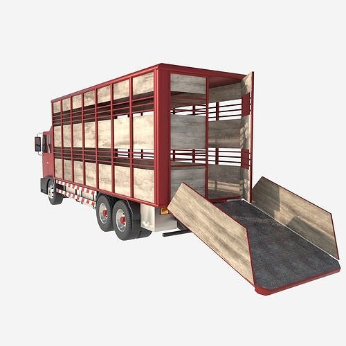 cattle truck Low-poly 3D model 6