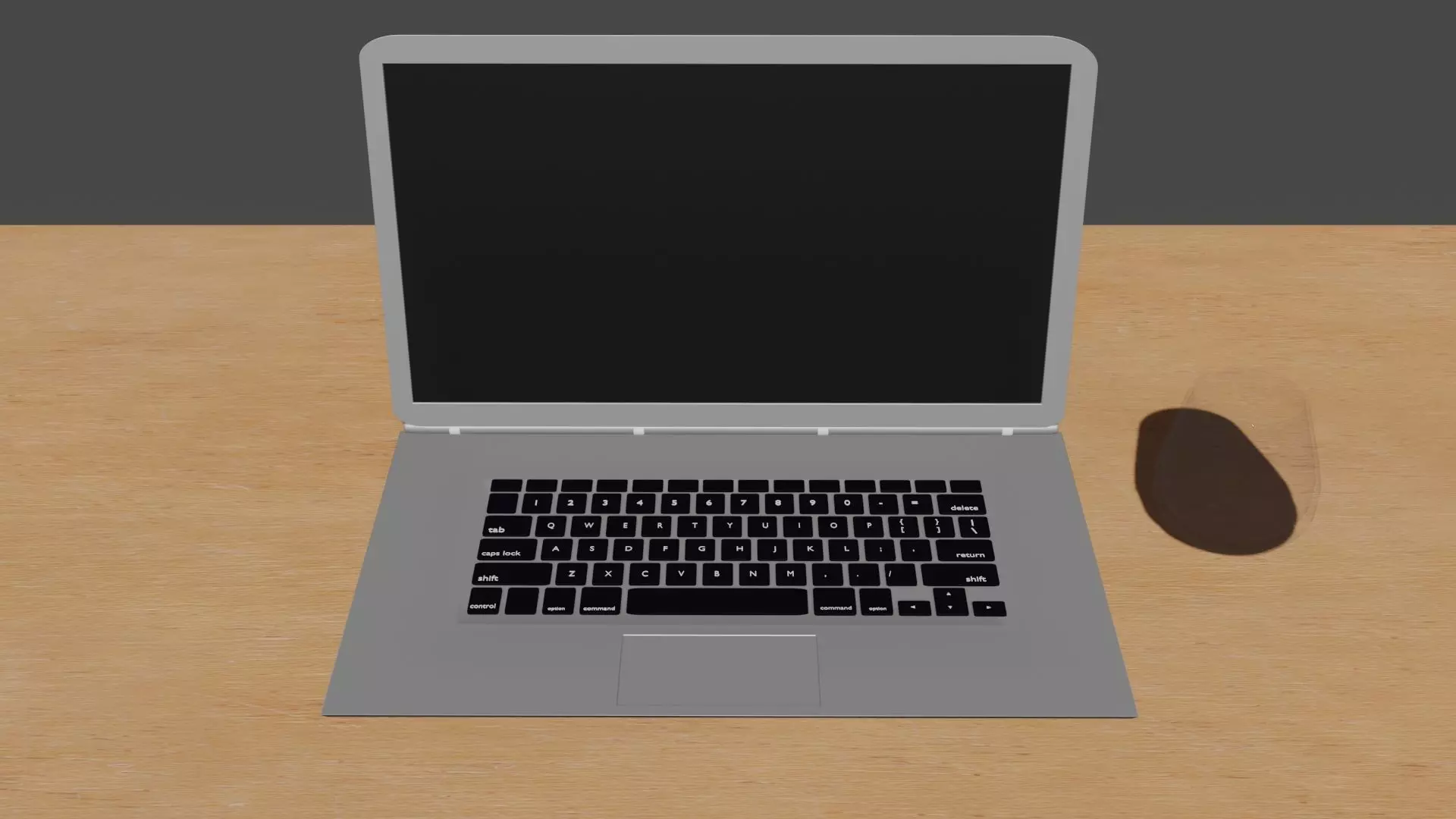 Macbook apple pro on wooden table 3D model_0