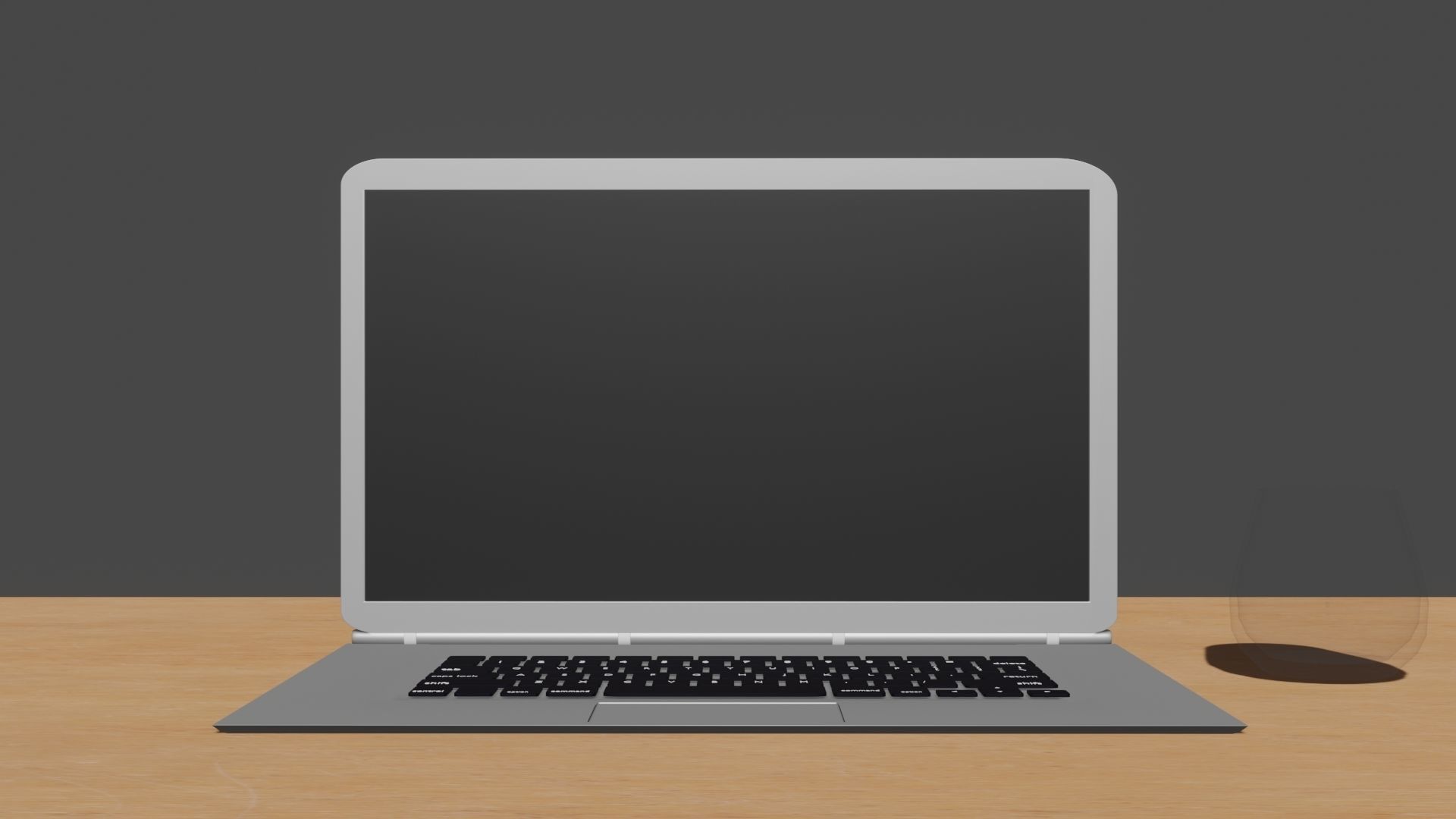 Macbook apple pro on wooden table 3D model_2