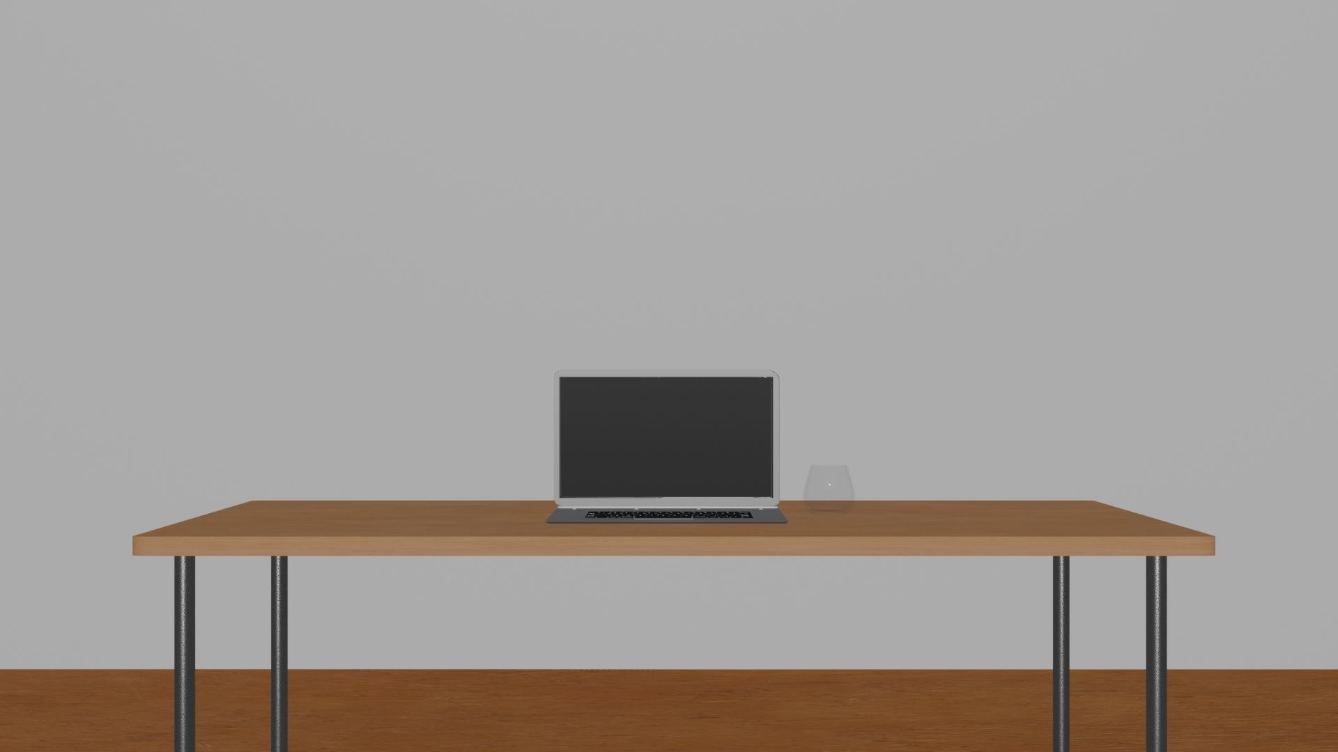 Macbook apple pro on wooden table 3D model_4