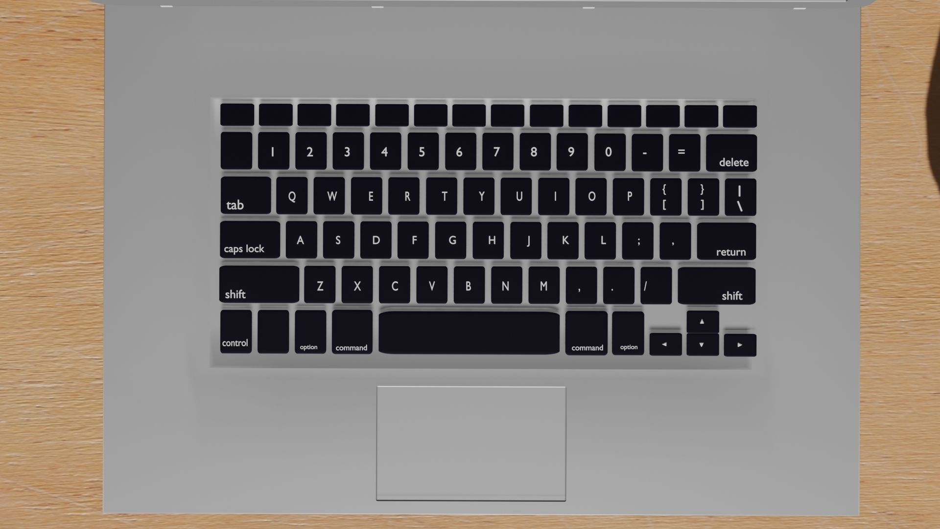 Macbook apple pro on wooden table 3D model_1