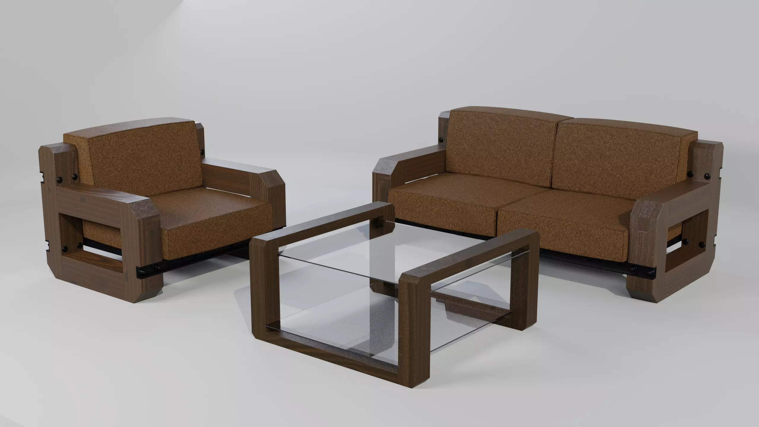 Sofa Arm chair and Coffee table Free 3D model