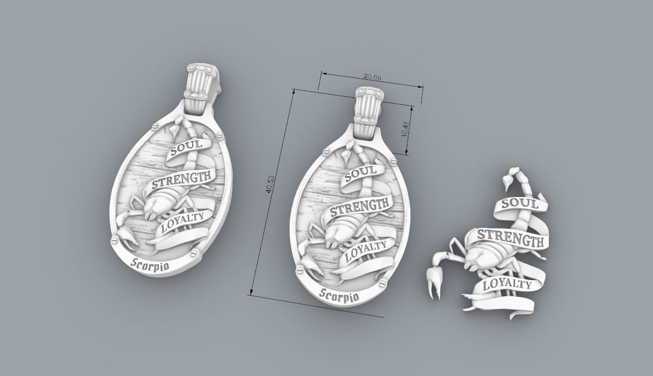 scorpion  zodiac Jewelry pendant 3D print model_6