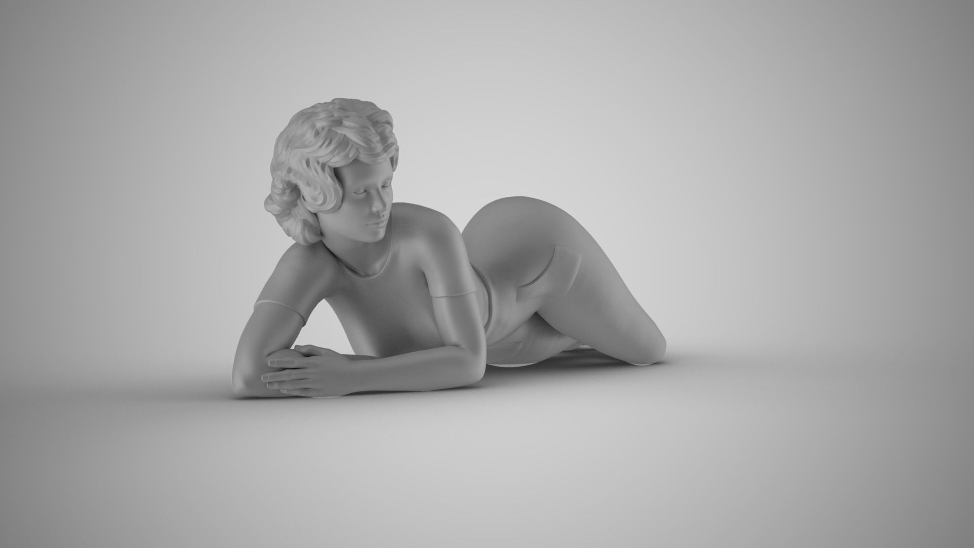 Woman Lying 3D print model_3