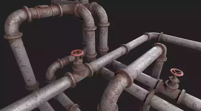Pipes modular industrial  Low-poly 3D model