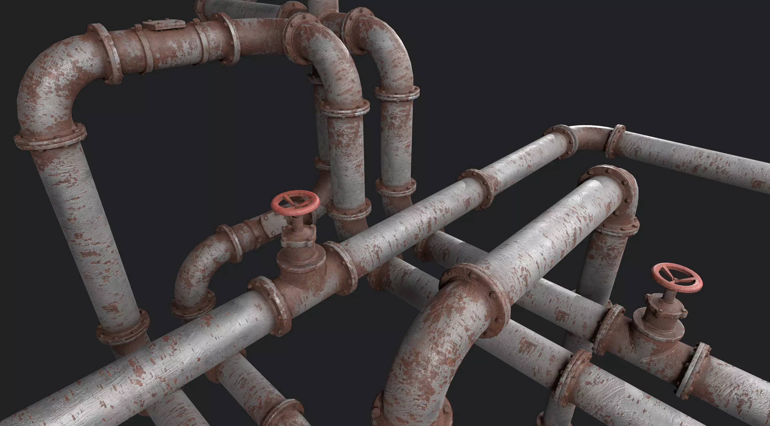 Pipes modular industrial Low-poly 3D model