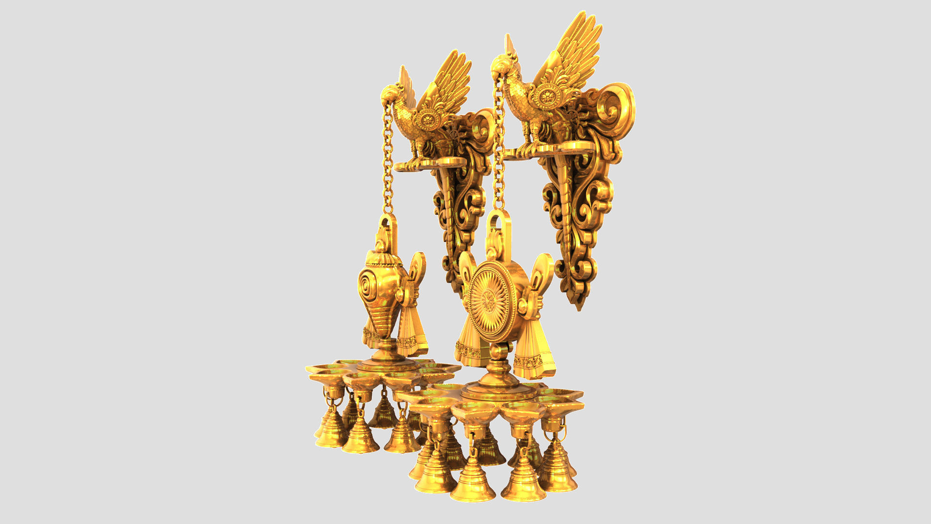 oil lamp 6 shanku chakra balaji  3D model_8
