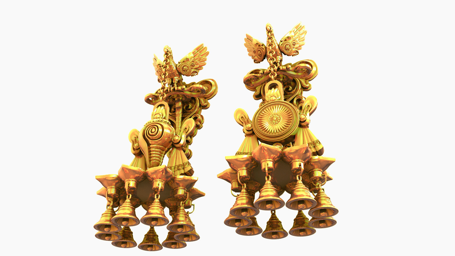 oil lamp 6 shanku chakra balaji  3D model_11