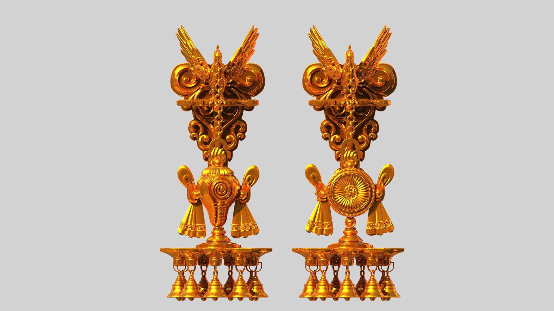 oil lamp 6 shanku chakra balaji  3D model_1