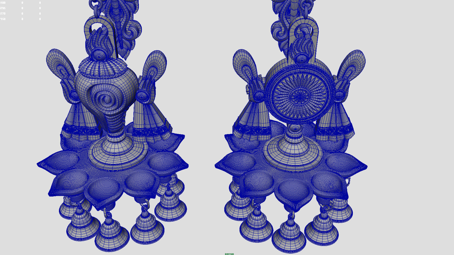 oil lamp 6 shanku chakra balaji  3D model_20