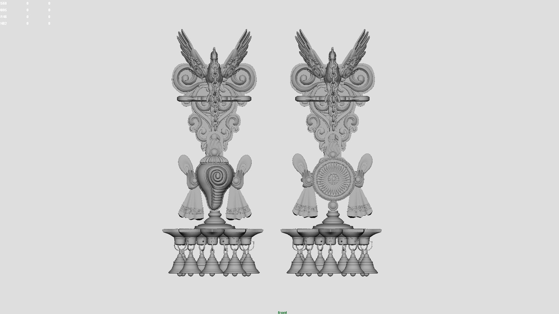 oil lamp 6 shanku chakra balaji  3D model_15