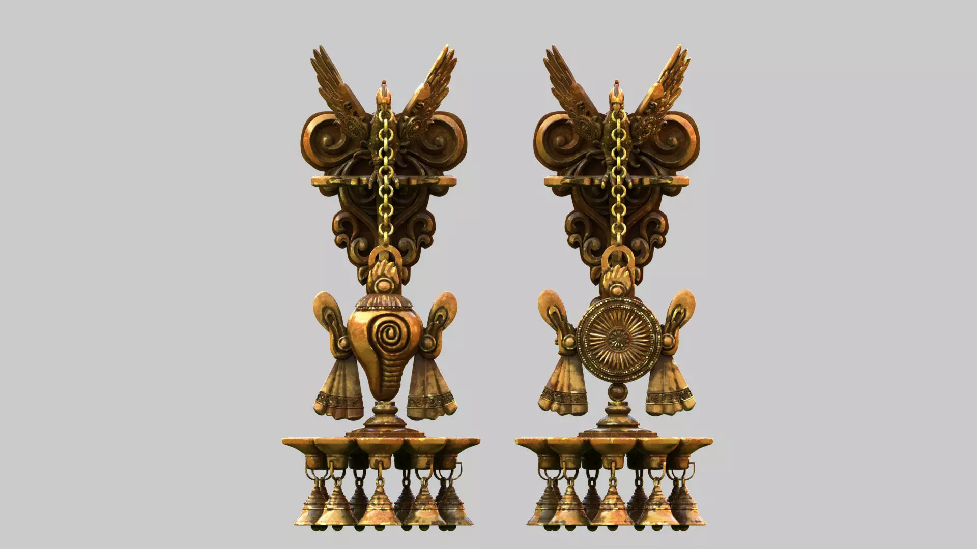 oil lamp 6 shanku chakra balaji  3D model_0