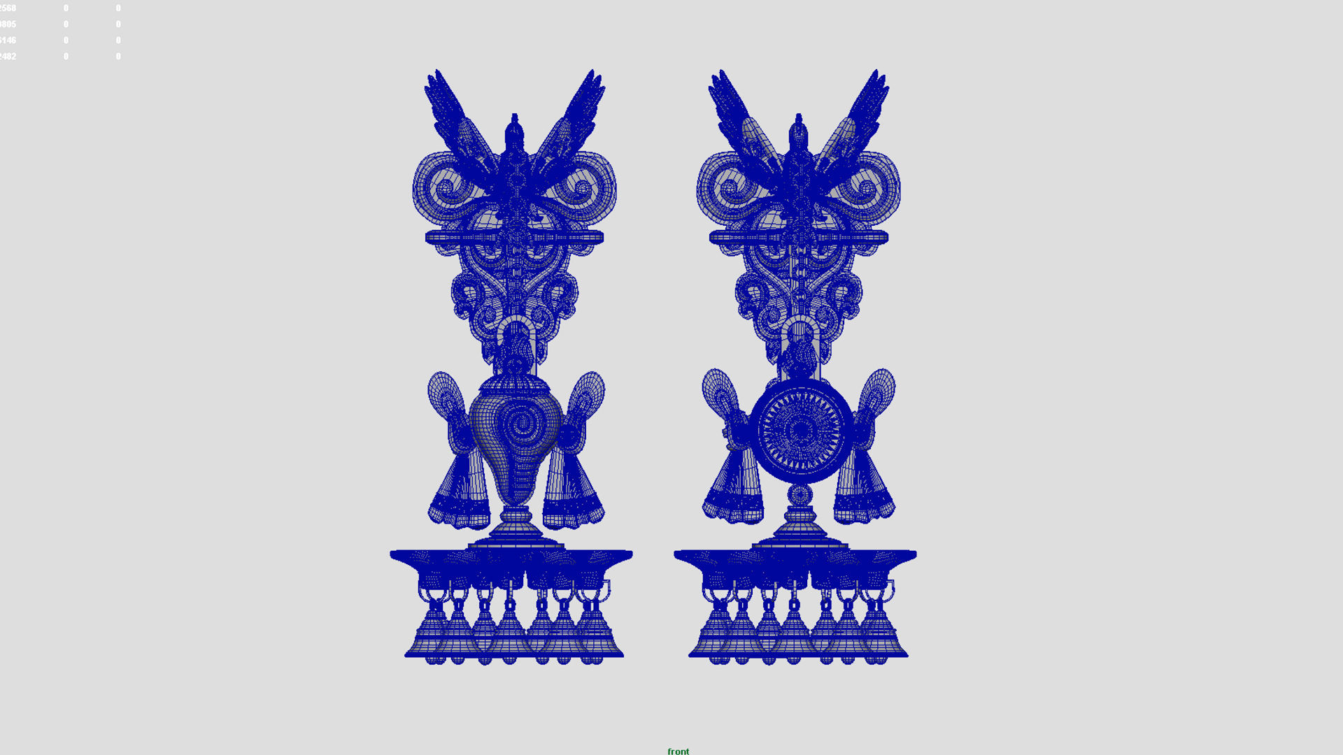 oil lamp 6 shanku chakra balaji  3D model_16