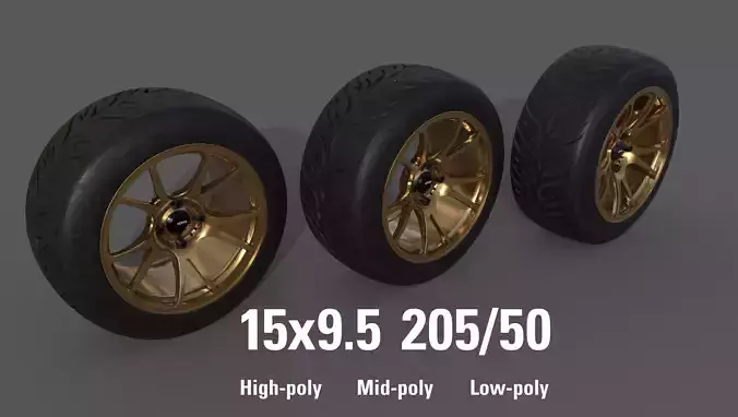Konig Freeform 15x9 with Federal 595 RS 205 50 Low-poly 3D model