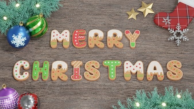 Gingerbread Christmas Cookie Alphabet Set 2 3D model 4