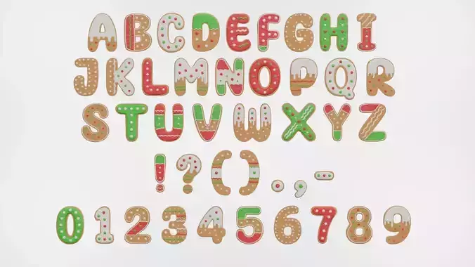 Gingerbread Christmas Cookie Alphabet Set 2 3D model