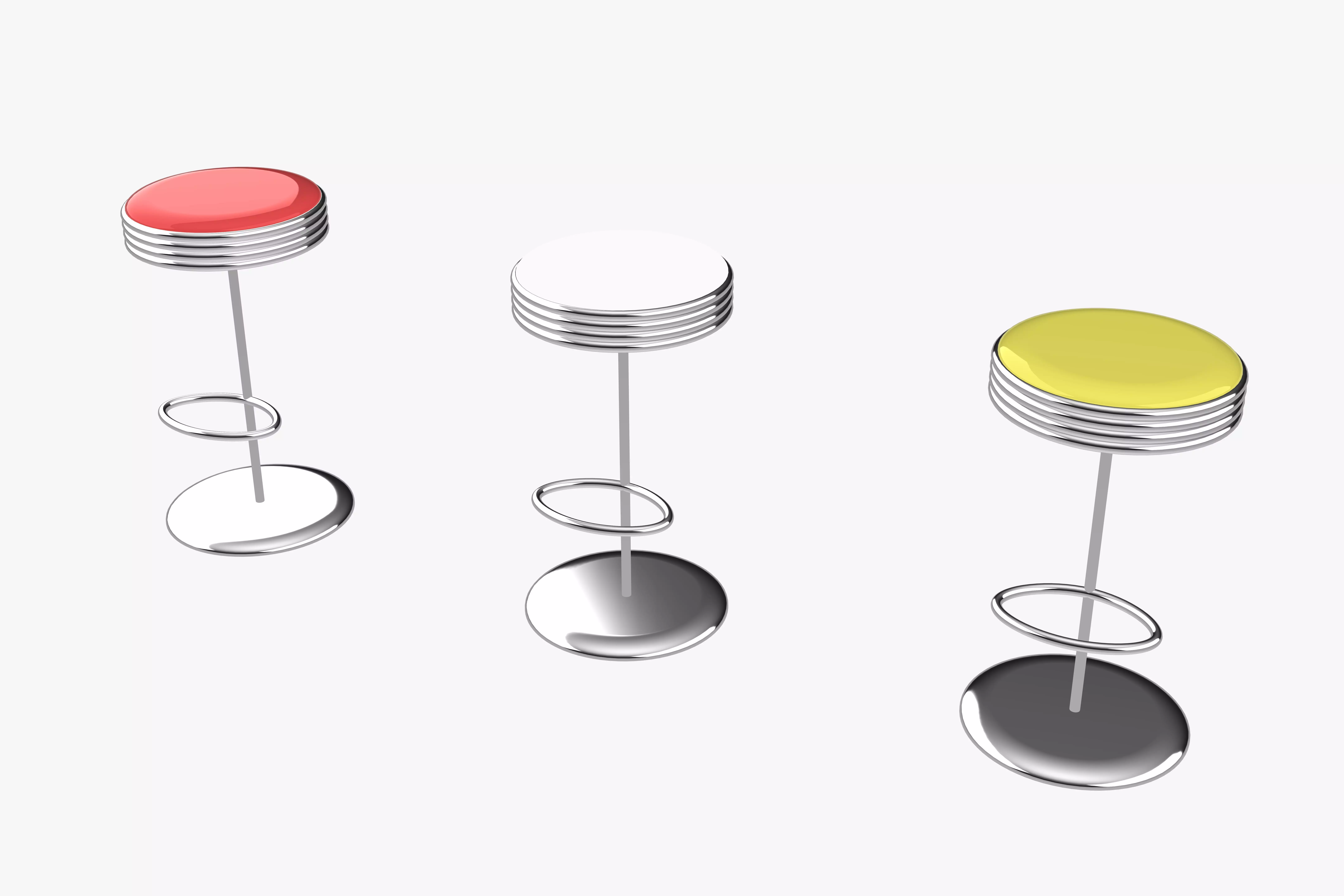 Retro Bar Stools 3D model_0