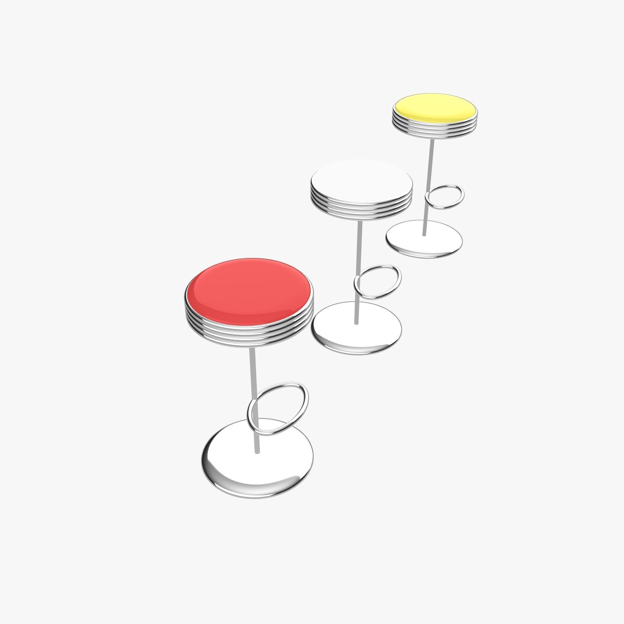 Retro Bar Stools 3D model_8