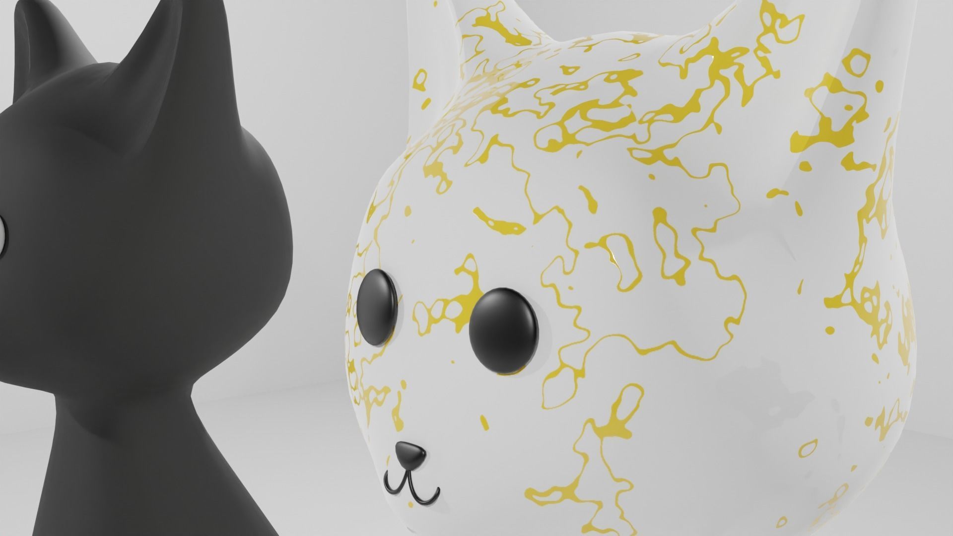 Ceramic Cat Low-poly 3D model_1