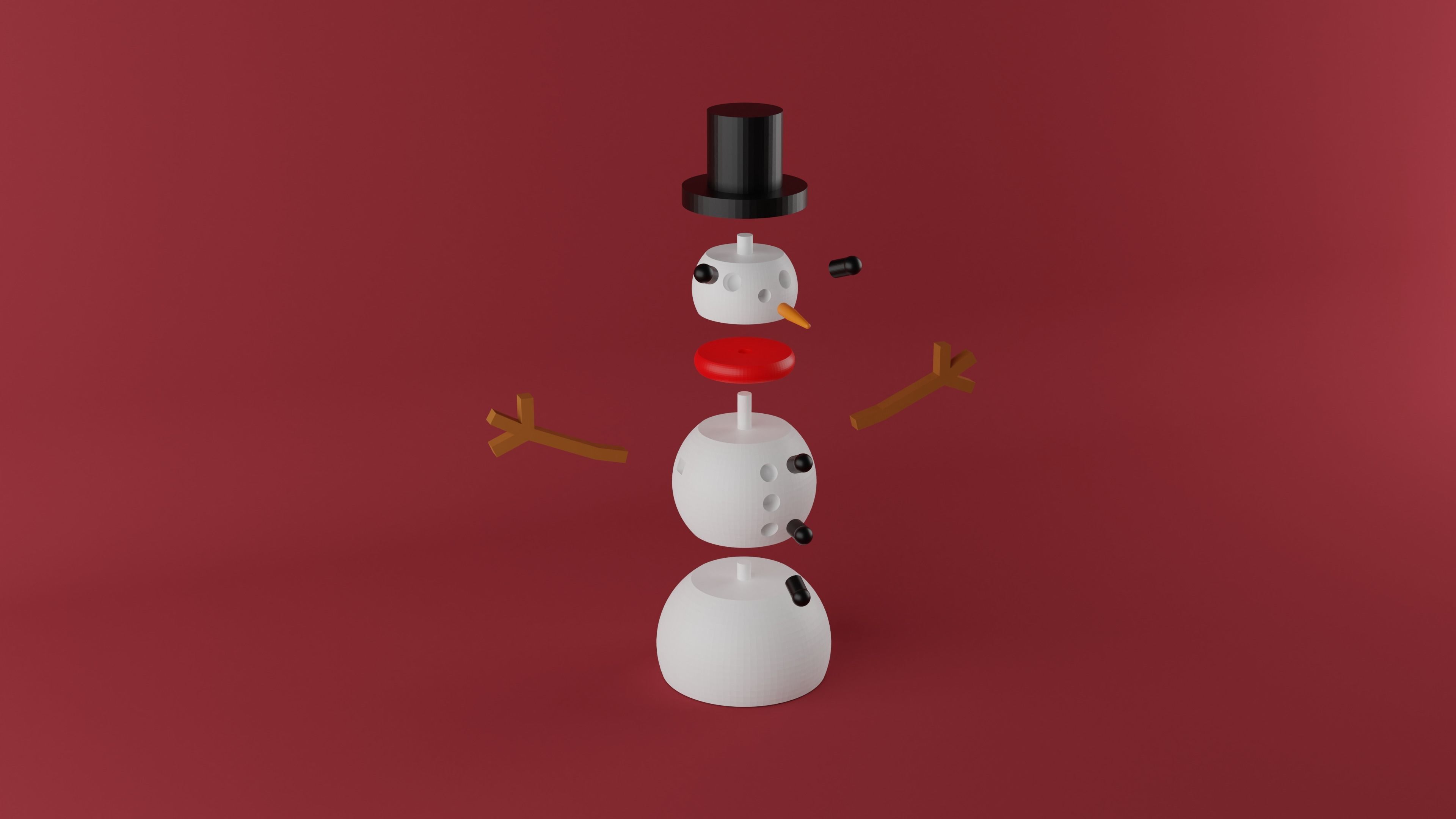 Snowman 3D print model_3