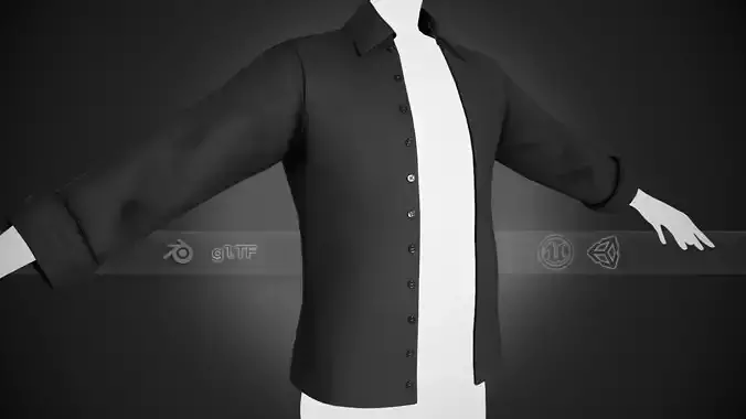 Black Open Front Shirt Style 1