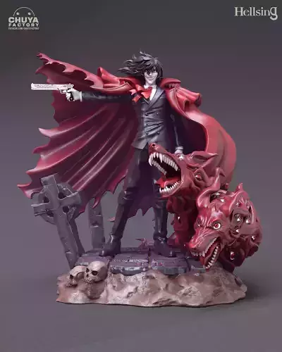 Alucard action figure with cape 3D print model