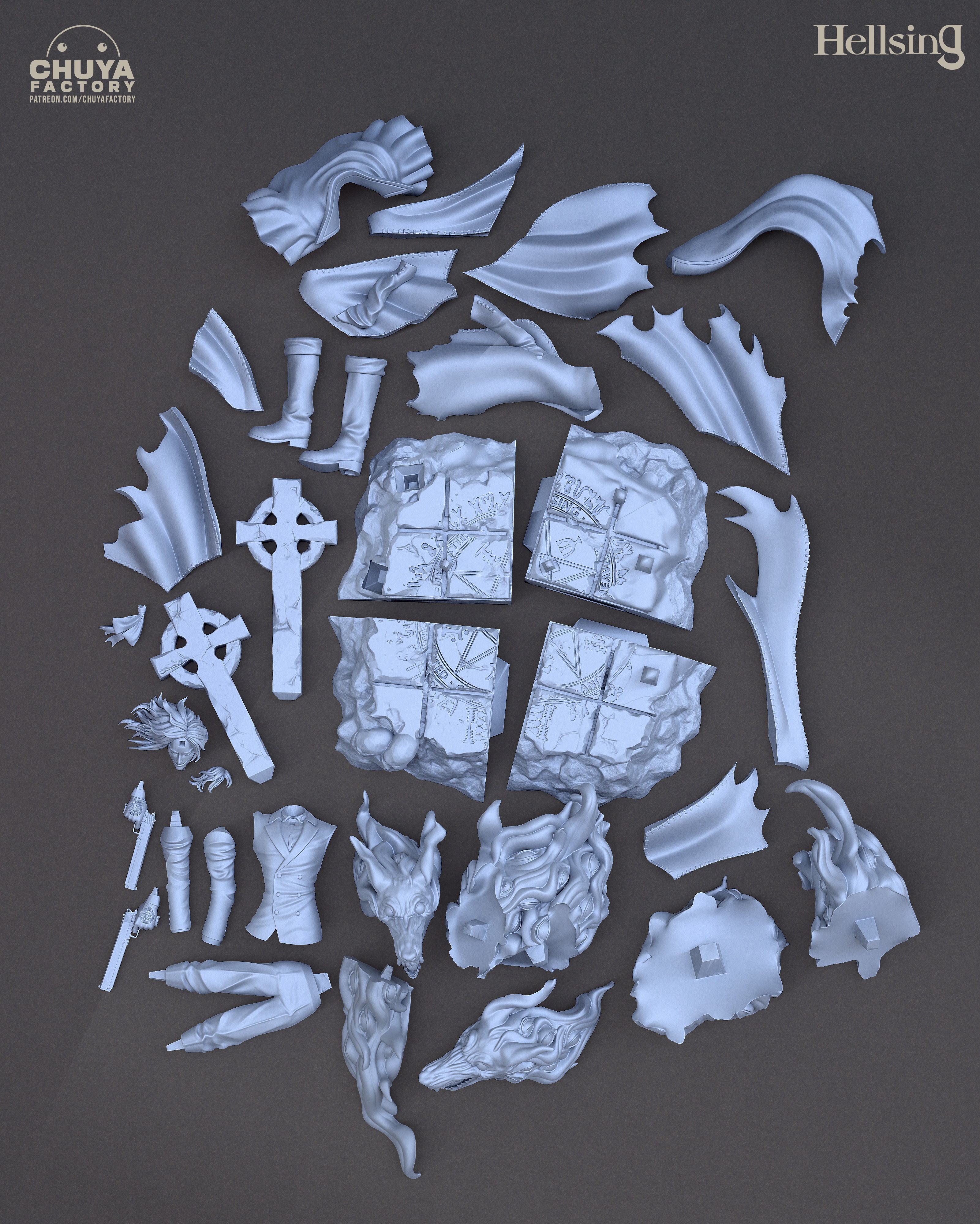 Alucard action figure with cape 3D print model_6