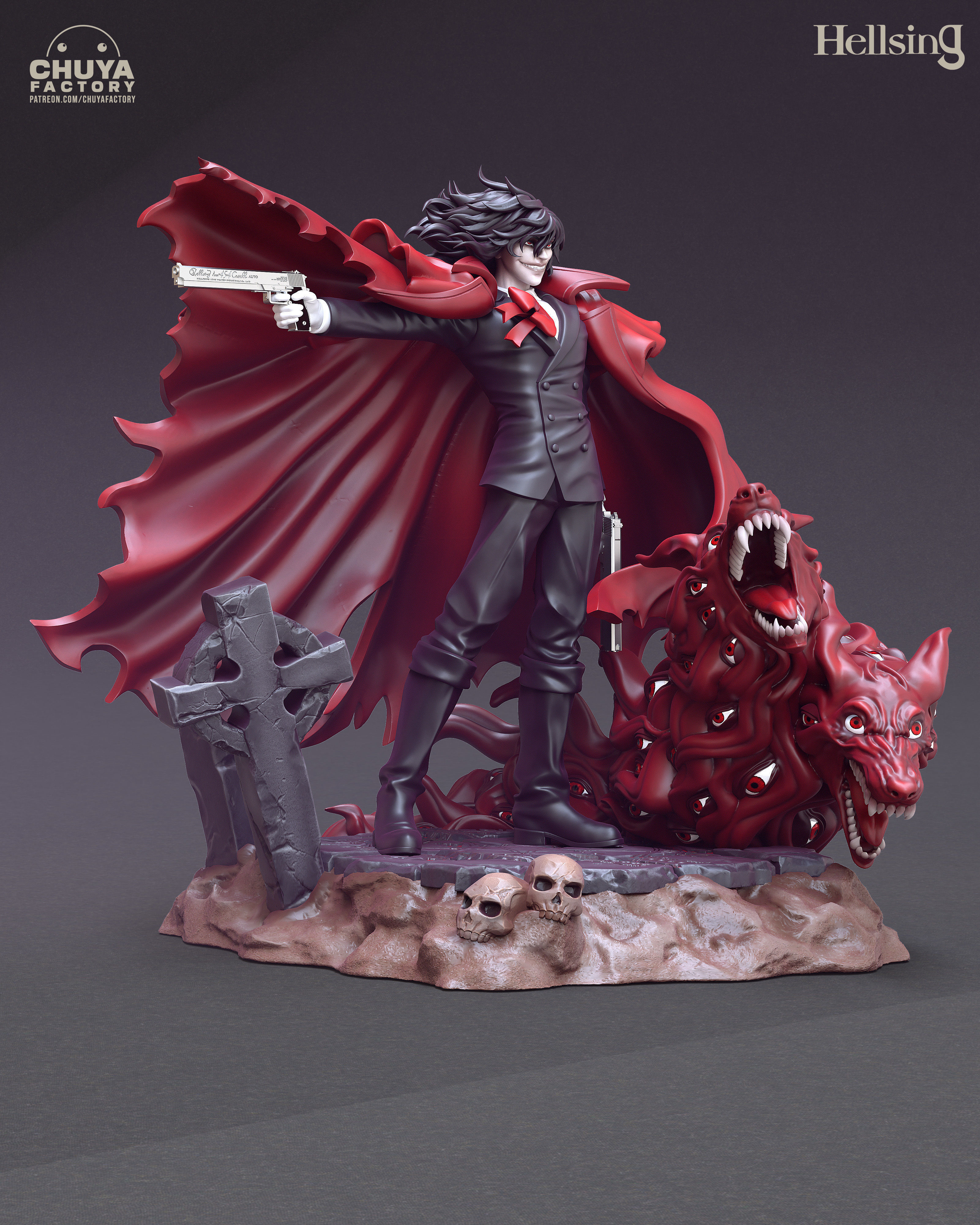 Alucard action figure with cape 3D print model_1
