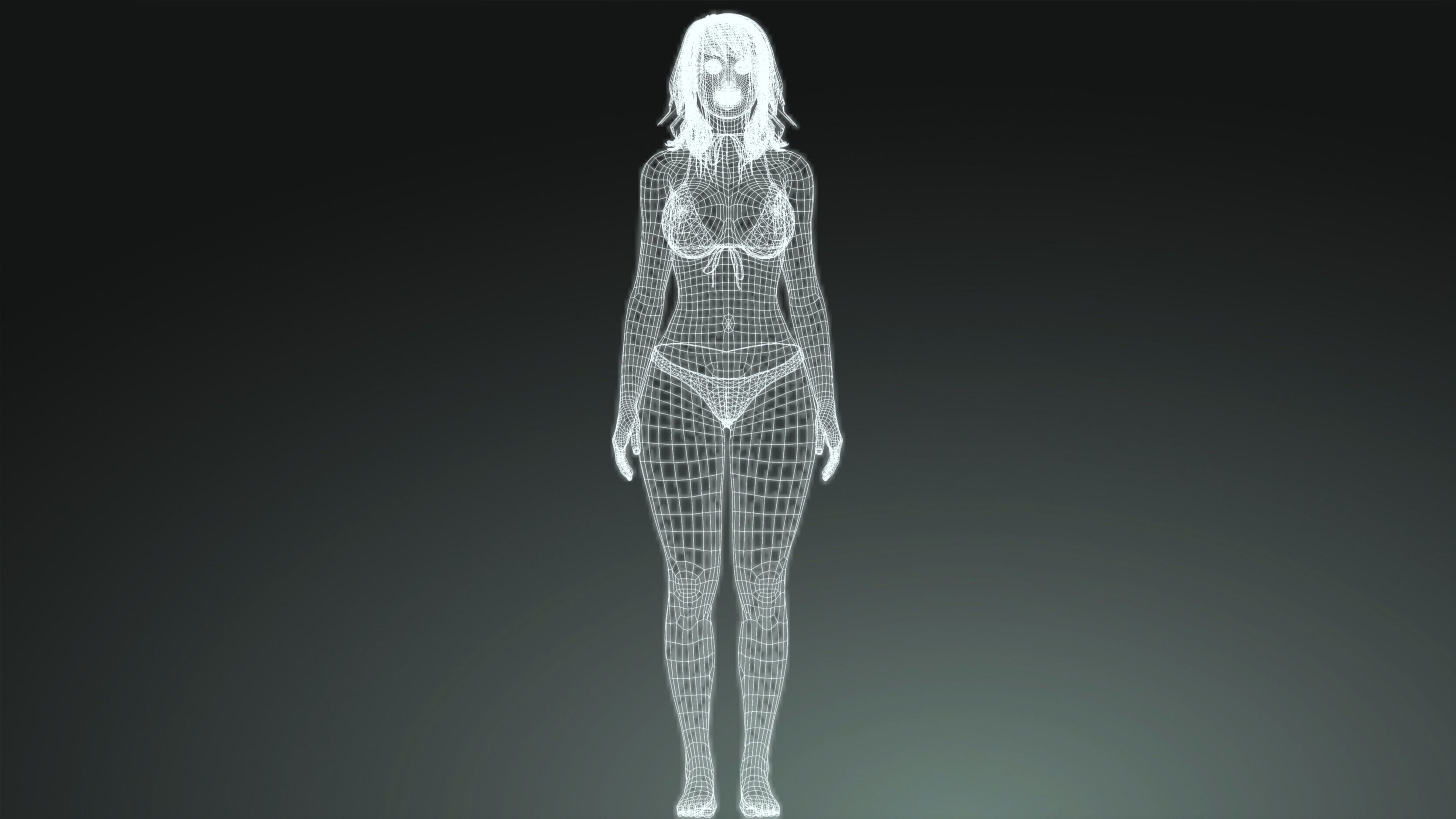 Bikini Realistic Female Model Character  Low-poly 3D model_9