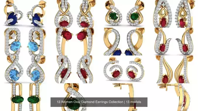 13 Women Oval Diamond Earrings Collection 