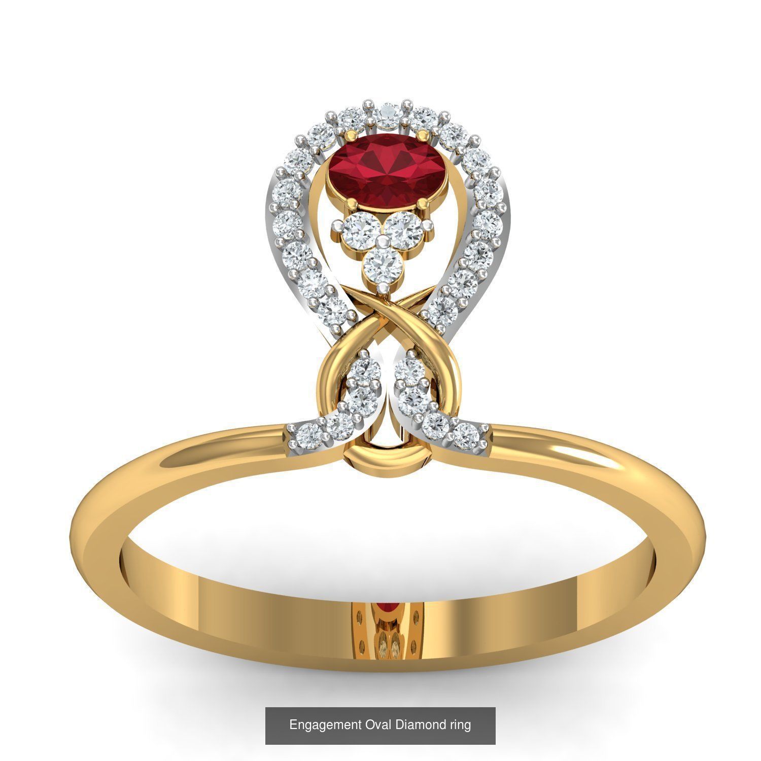 13 Women Oval Diamond Rings 3dm STL OBJ FBX Details Collection _3