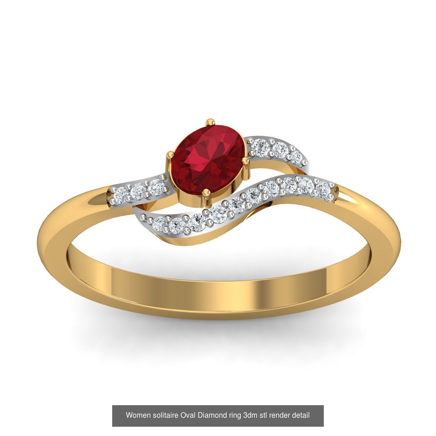 13 Women Oval Diamond Rings 3dm STL OBJ FBX Details Collection _13