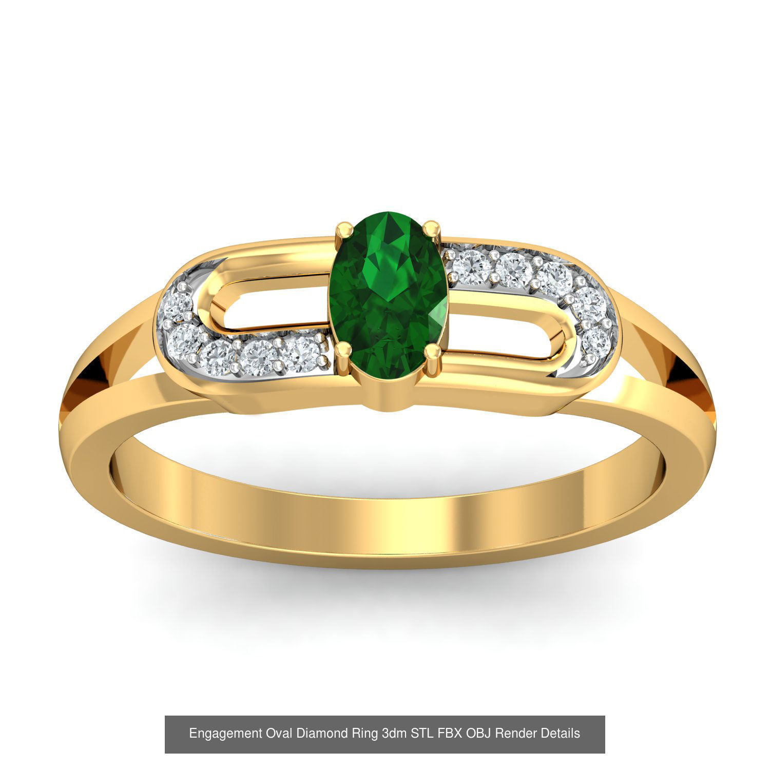 13 Women Oval Diamond Rings 3dm STL OBJ FBX Details Collection _6