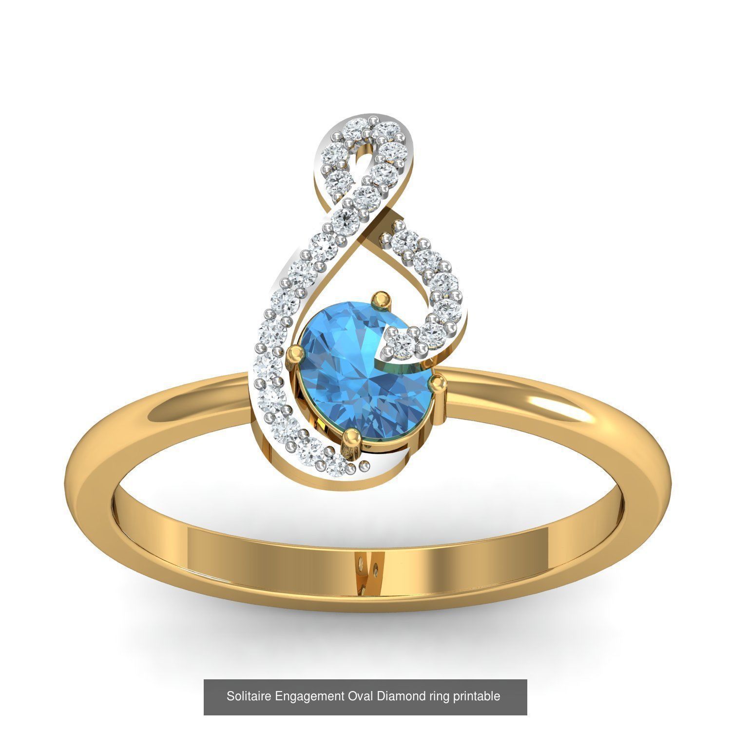 13 Women Oval Diamond Rings 3dm STL OBJ FBX Details Collection _12