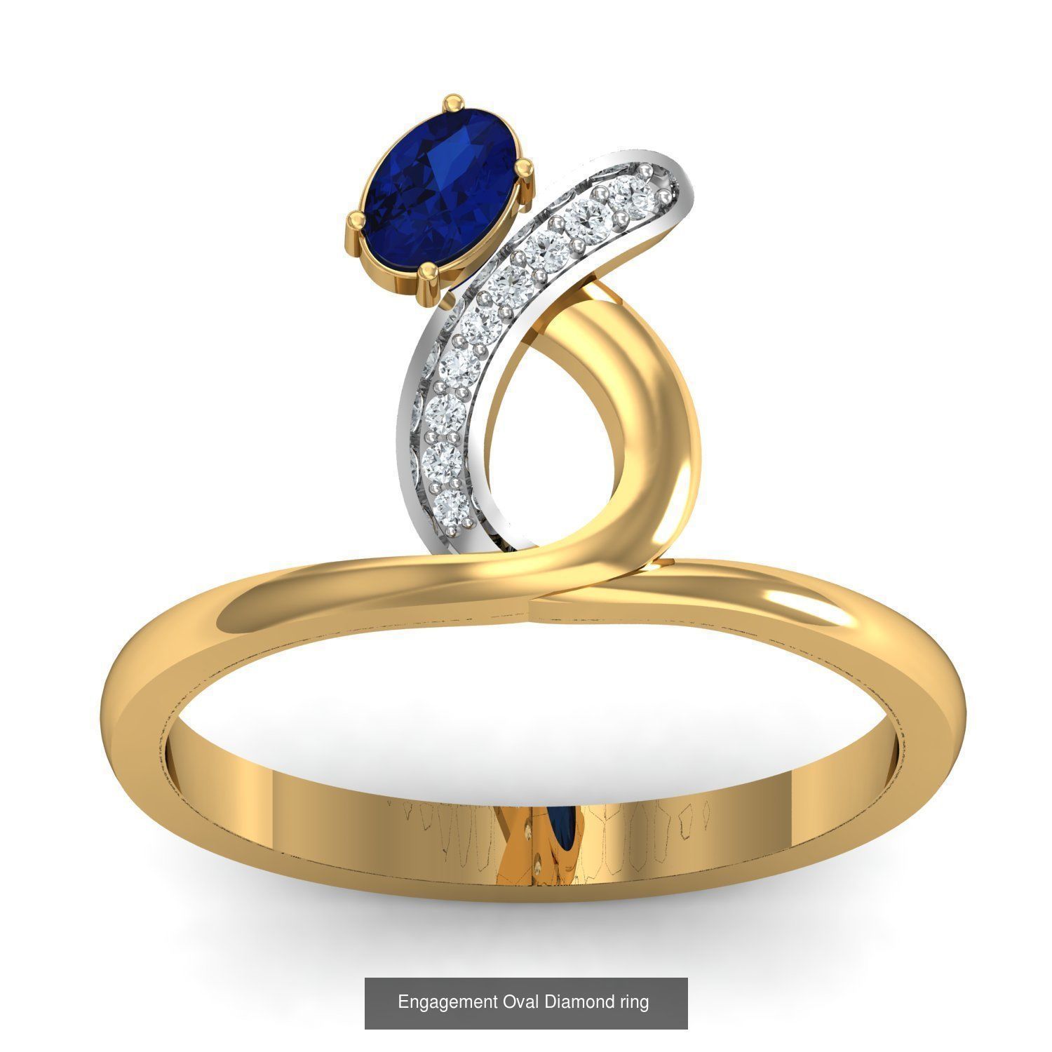 13 Women Oval Diamond Rings 3dm STL OBJ FBX Details Collection _10