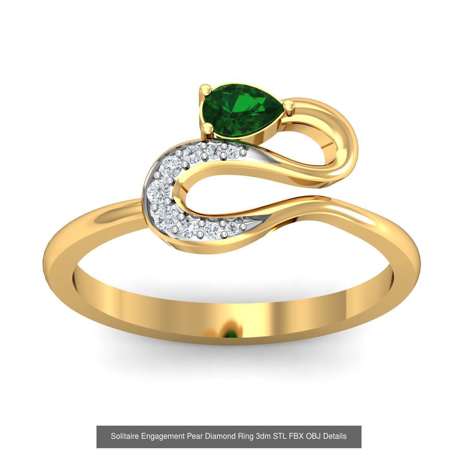 23 Women Pear Diamond Rings 3dm STL OBJ FBX Details Collection _15