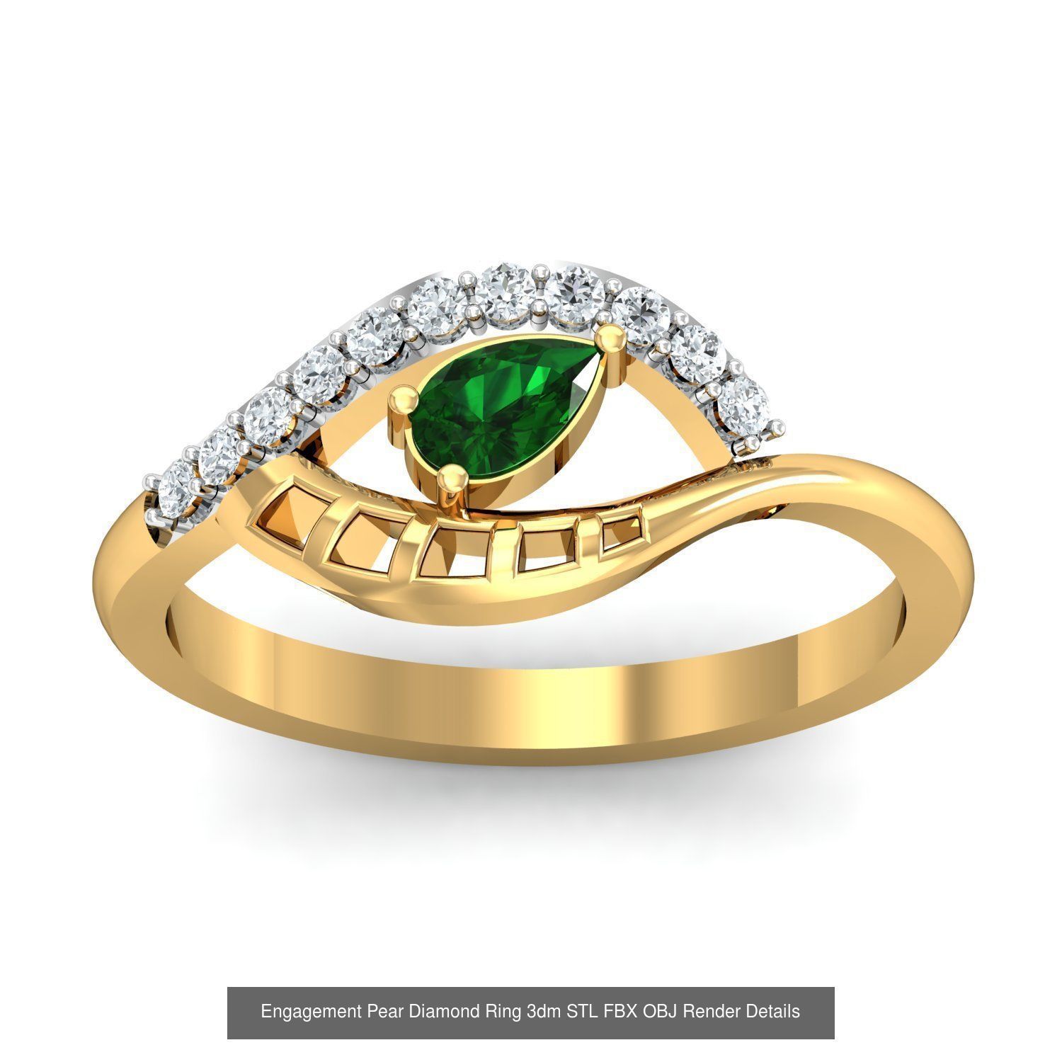 23 Women Pear Diamond Rings 3dm STL OBJ FBX Details Collection _11