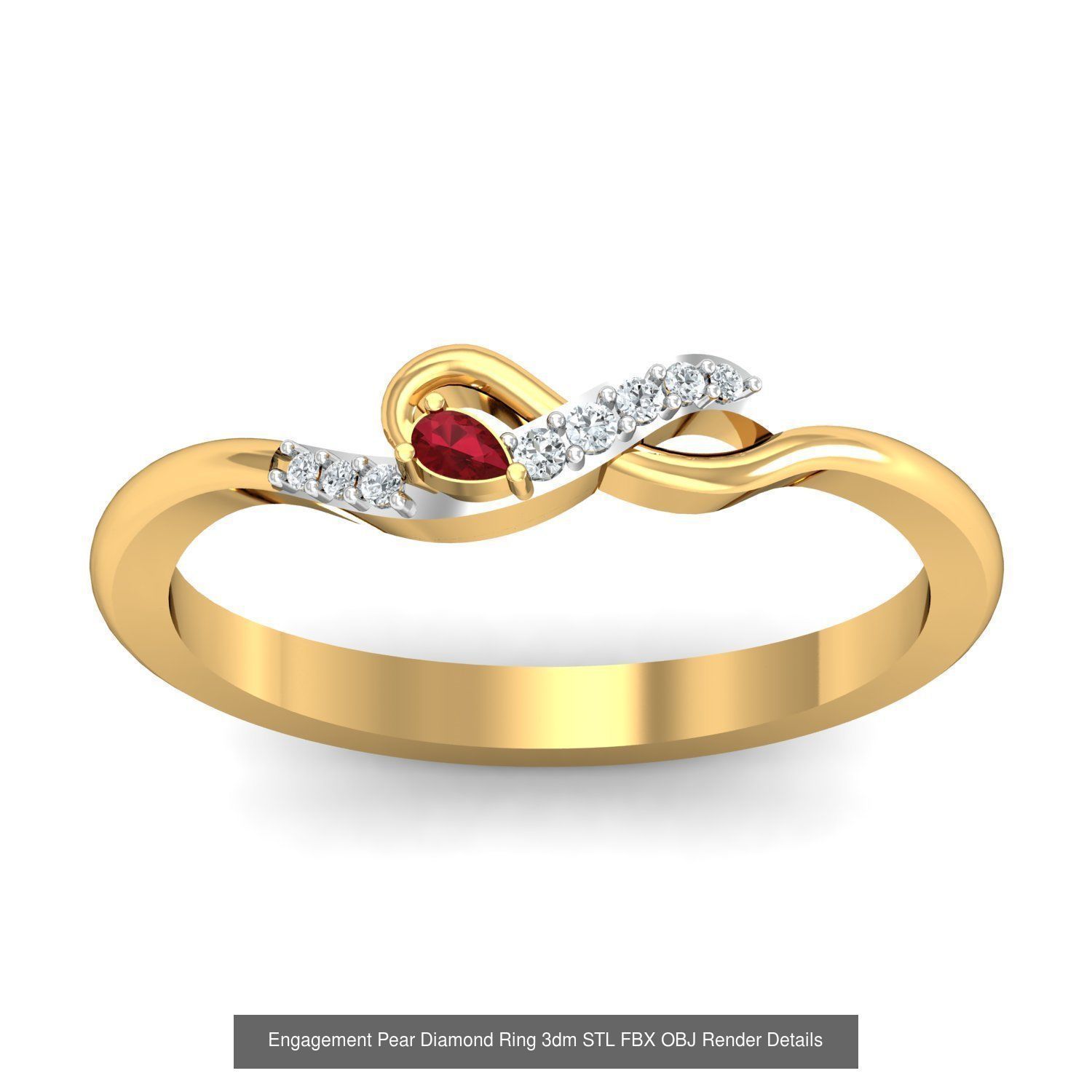 23 Women Pear Diamond Rings 3dm STL OBJ FBX Details Collection _9