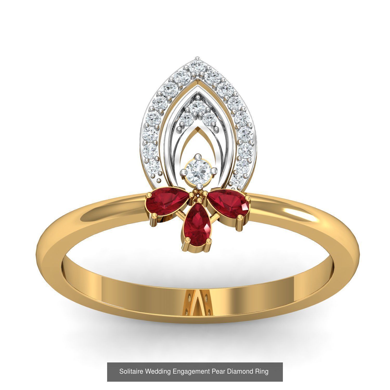 23 Women Pear Diamond Rings 3dm STL OBJ FBX Details Collection _4