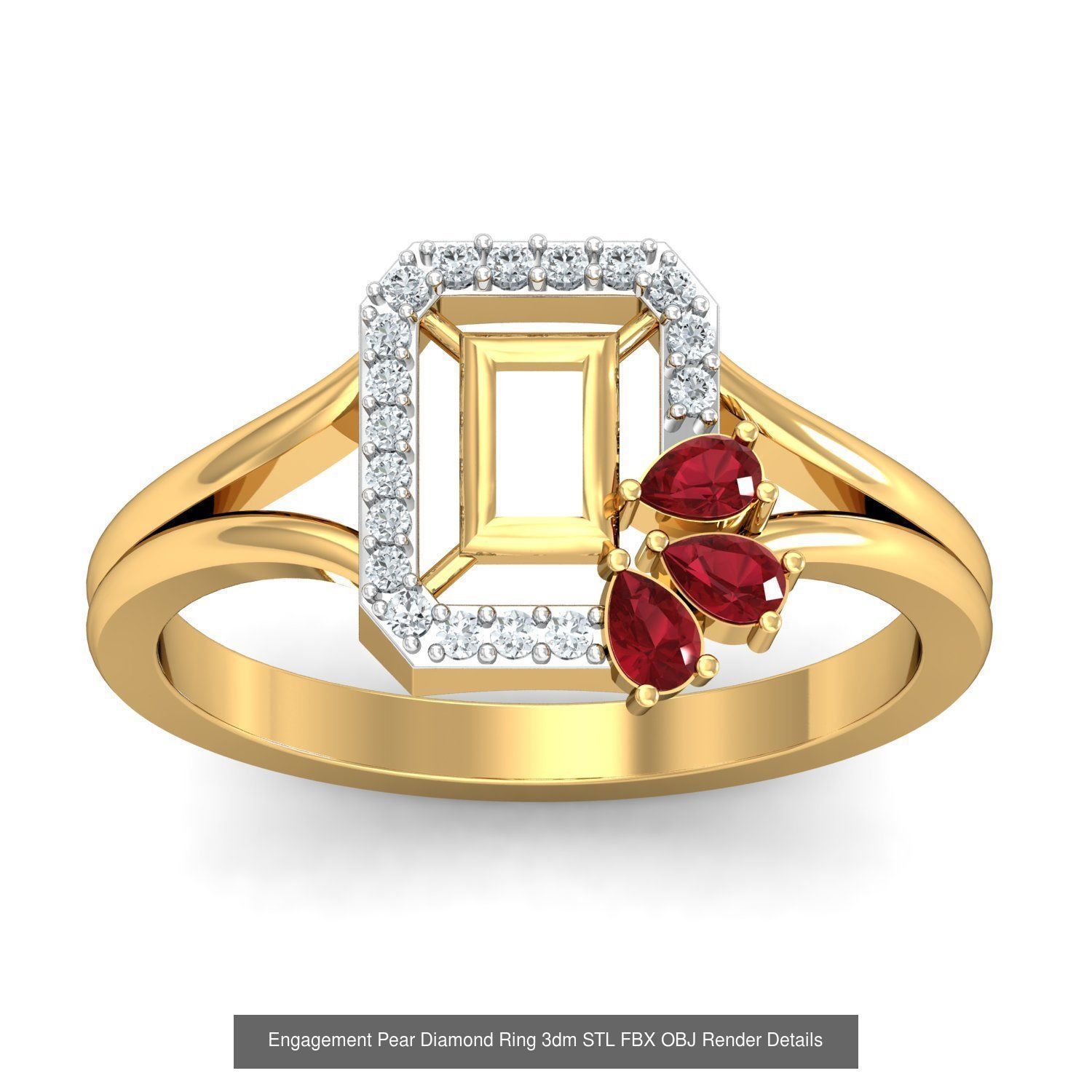 23 Women Pear Diamond Rings 3dm STL OBJ FBX Details Collection _5