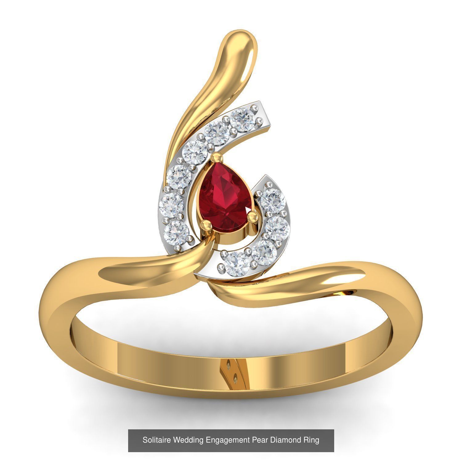 23 Women Pear Diamond Rings 3dm STL OBJ FBX Details Collection _16