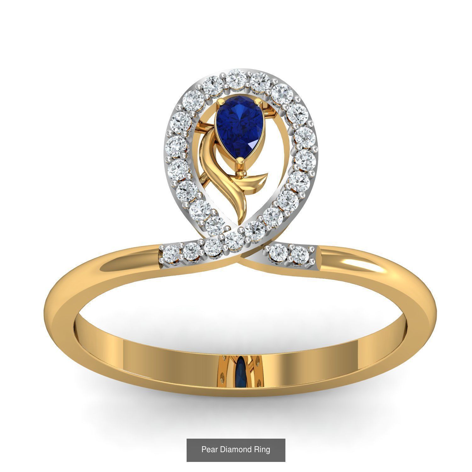 23 Women Pear Diamond Rings 3dm STL OBJ FBX Details Collection _23