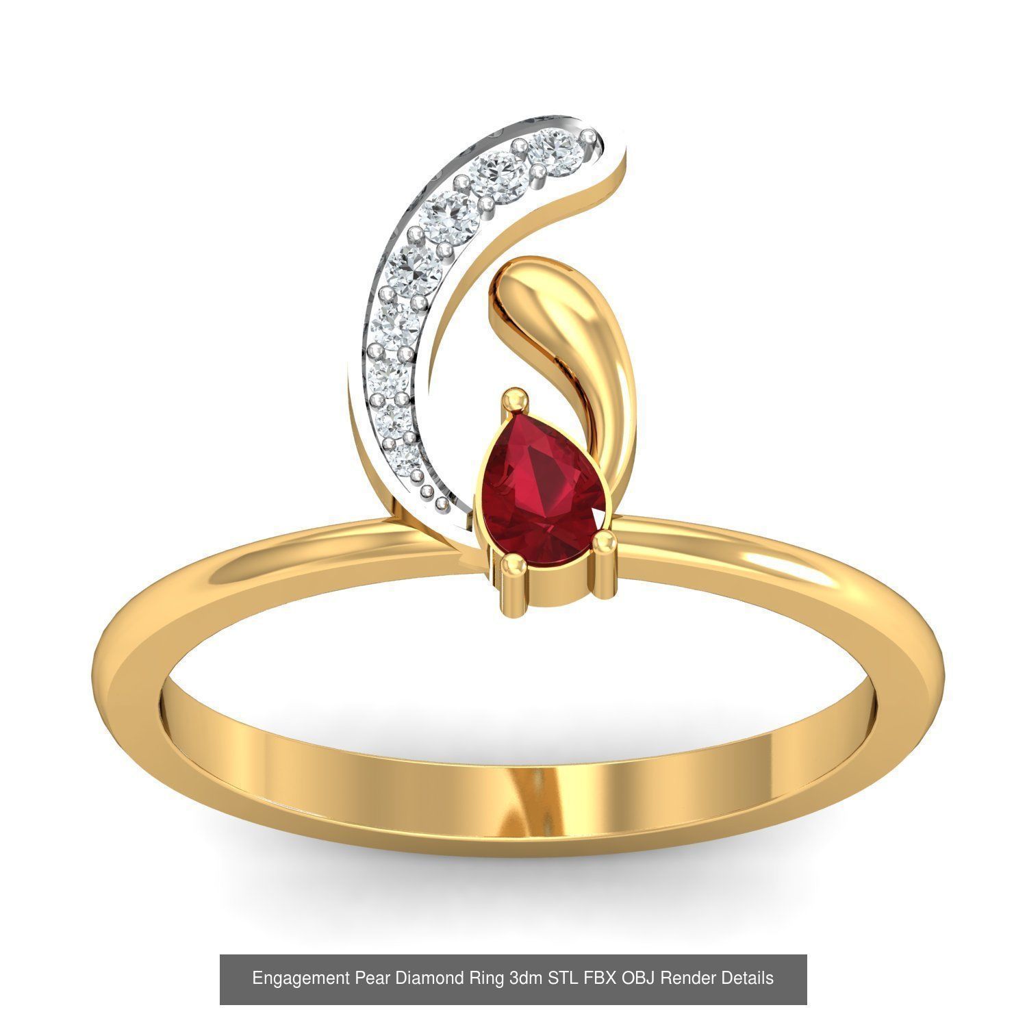 23 Women Pear Diamond Rings 3dm STL OBJ FBX Details Collection _13