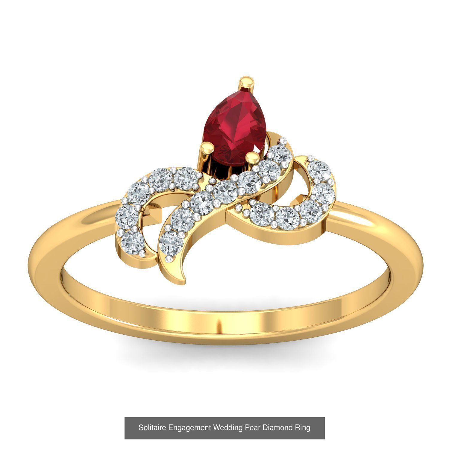 23 Women Pear Diamond Rings 3dm STL OBJ FBX Details Collection _21