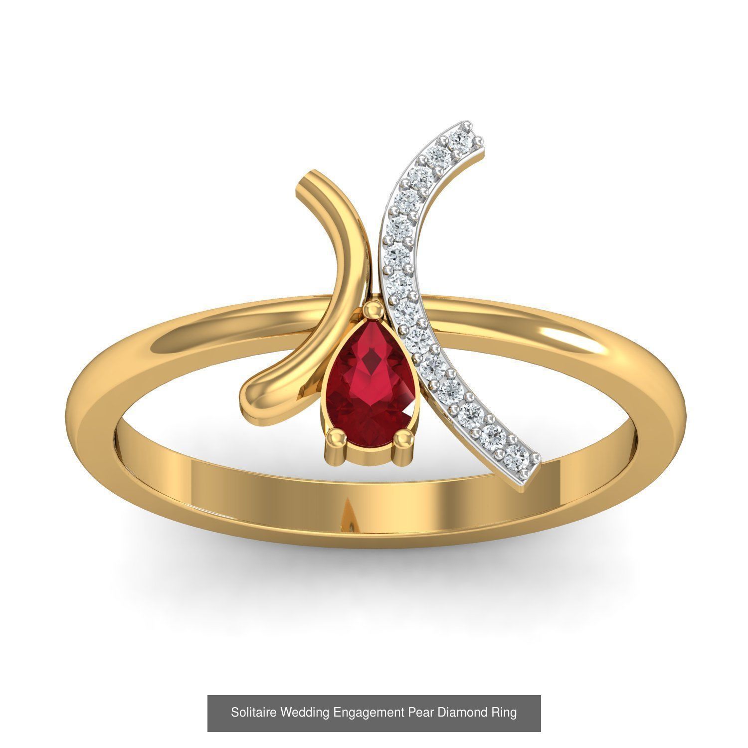 23 Women Pear Diamond Rings 3dm STL OBJ FBX Details Collection _14