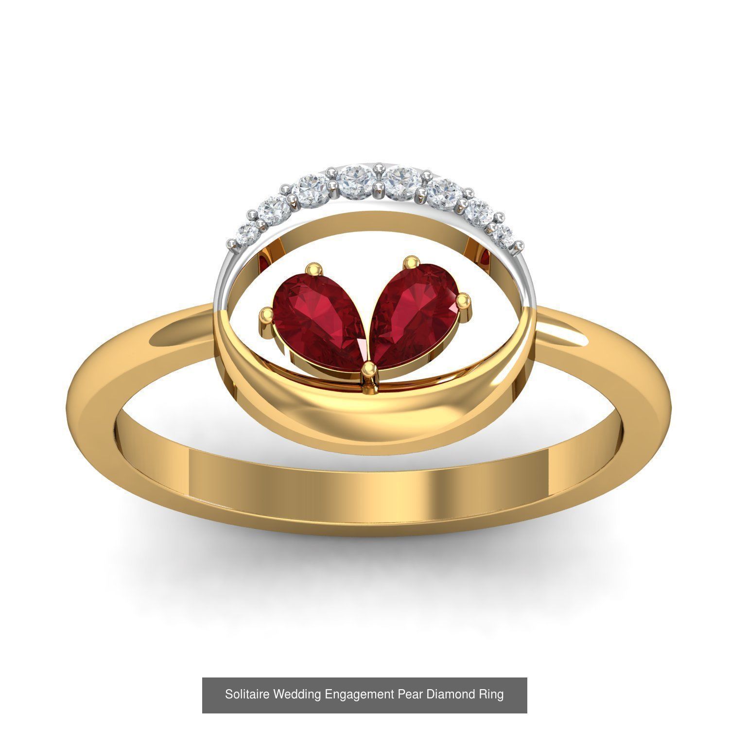 23 Women Pear Diamond Rings 3dm STL OBJ FBX Details Collection _12