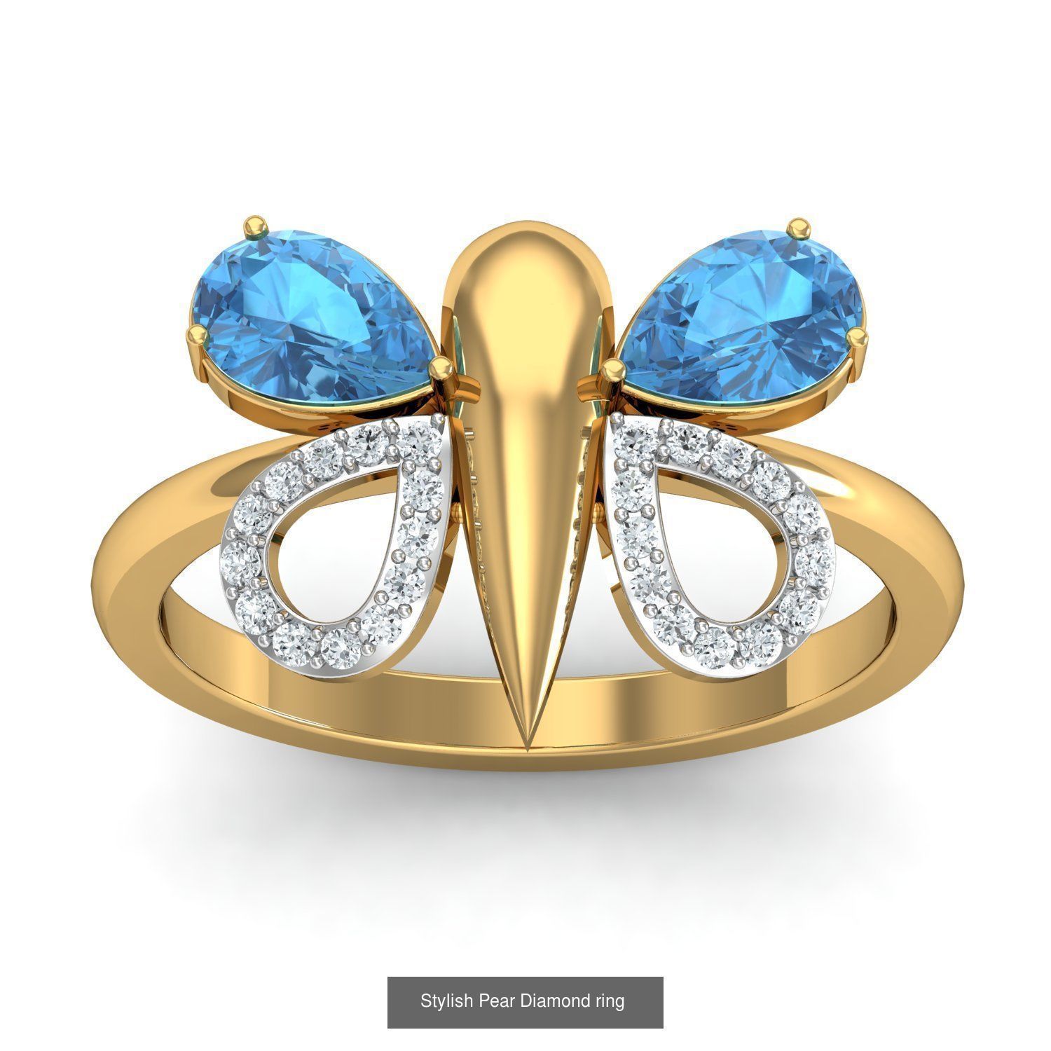 23 Women Pear Diamond Rings 3dm STL OBJ FBX Details Collection _24