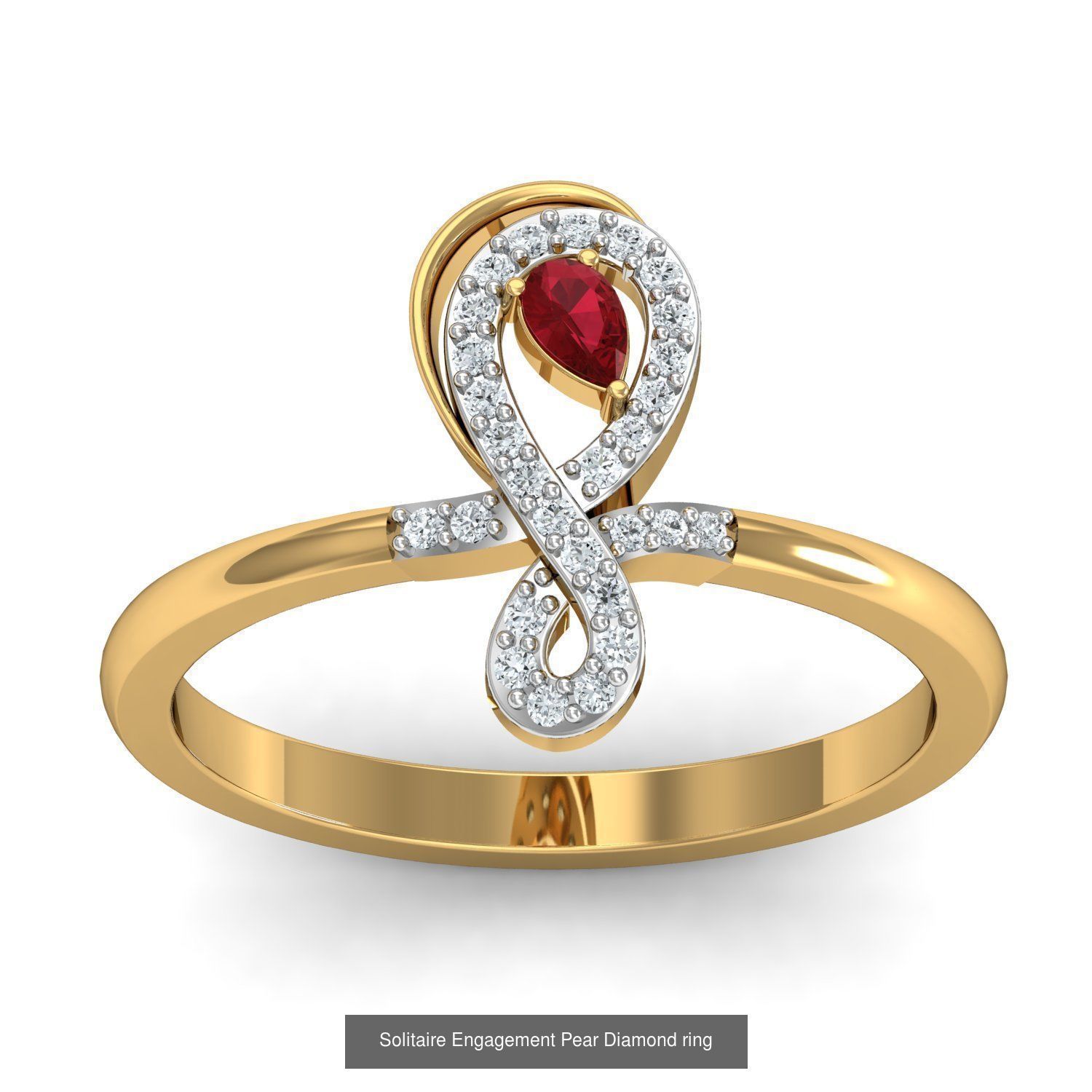 23 Women Pear Diamond Rings 3dm STL OBJ FBX Details Collection _26