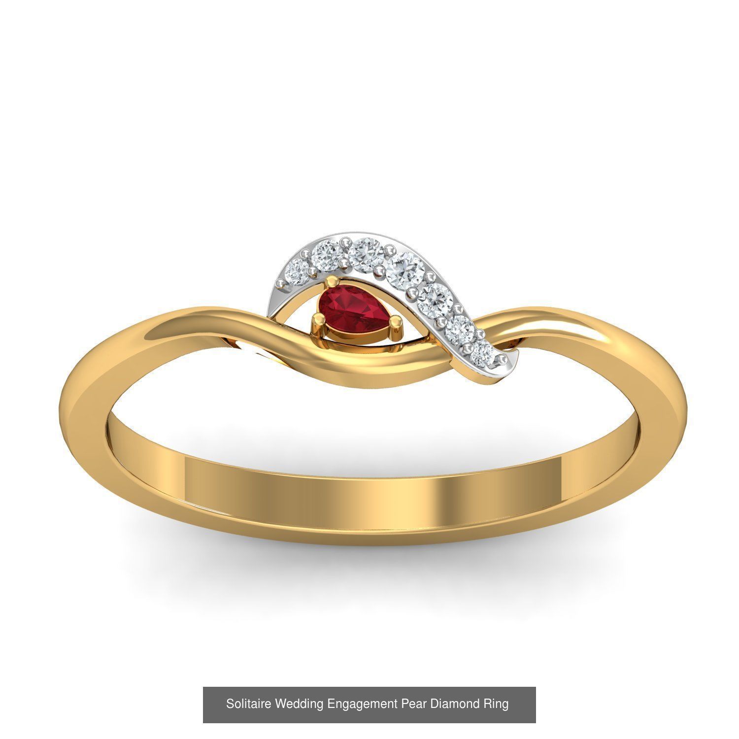 23 Women Pear Diamond Rings 3dm STL OBJ FBX Details Collection _10