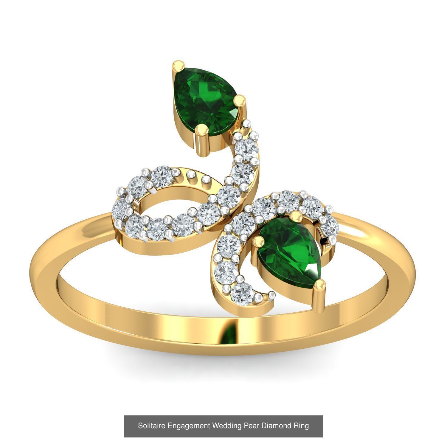 23 Women Pear Diamond Rings 3dm STL OBJ FBX Details Collection _17